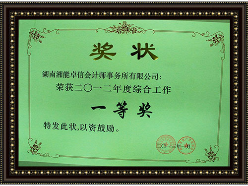 2012綜合評價工作一等獎